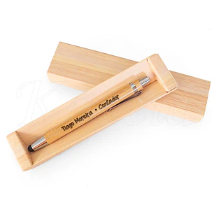 Caneta Personalizada Bambu c/ Touch com Nome e Profissão