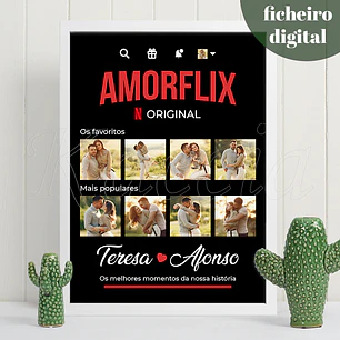 Ficheiro Digital - Quadro Personalizado “Amorflix” com Fotos