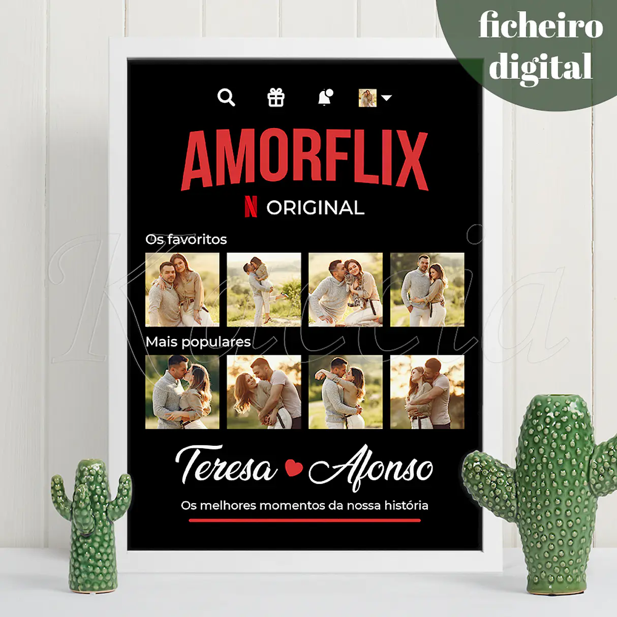 Ficheiro Digital - Quadro Personalizado “Amorflix” com Fotos 1