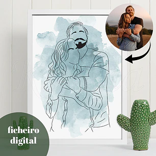 Ficheiro Digital - Quadro Personalizado Ilustração Aquarela com Foto