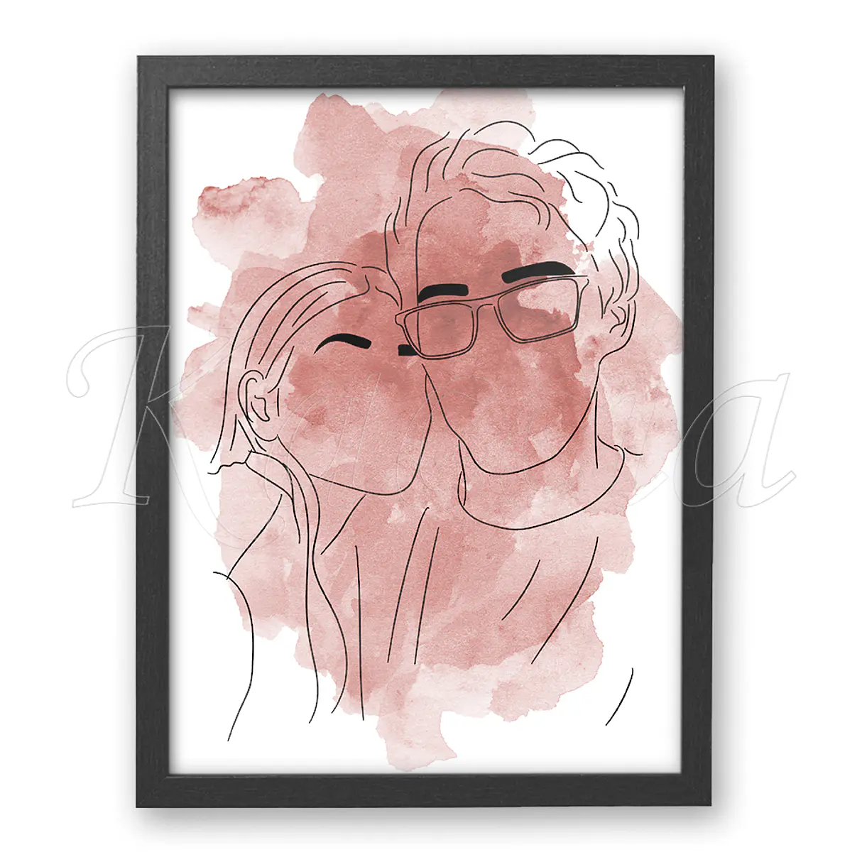 Ficheiro Digital - Quadro Personalizado Ilustração Aquarela com Foto 4