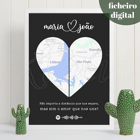 Ficheiro Digital - Quadro Spotify Personalizado Distância entre Nós Black
