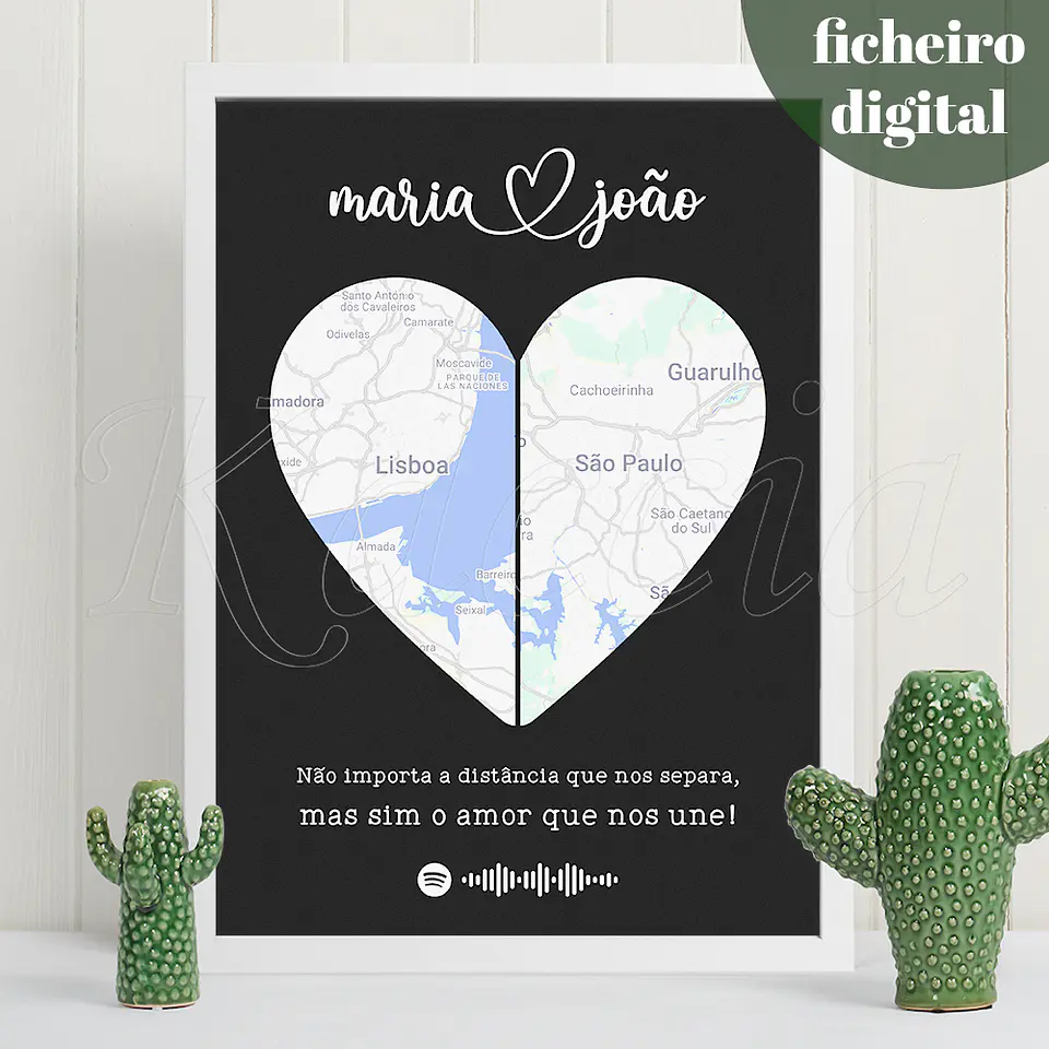 Ficheiro Digital - Quadro Spotify Personalizado Distância entre Nós Black 1