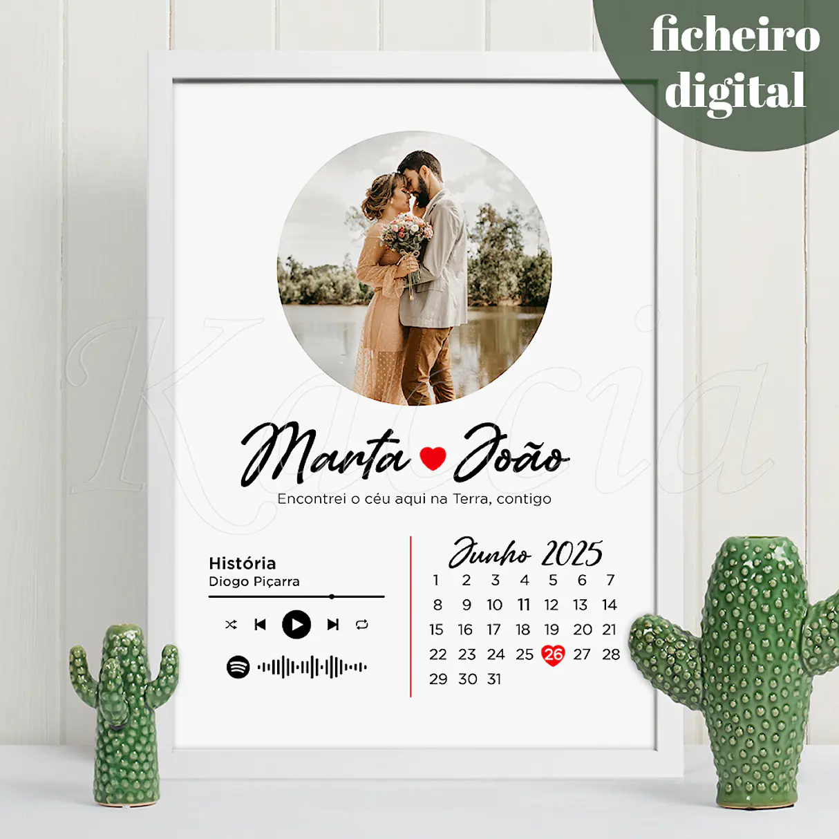 Ficheiro Digital - Quadro Spotify Personalizado Foto e Data Especial 1