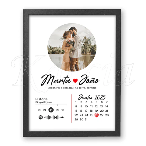 Ficheiro Digital - Quadro Spotify Personalizado Foto e Data Especial