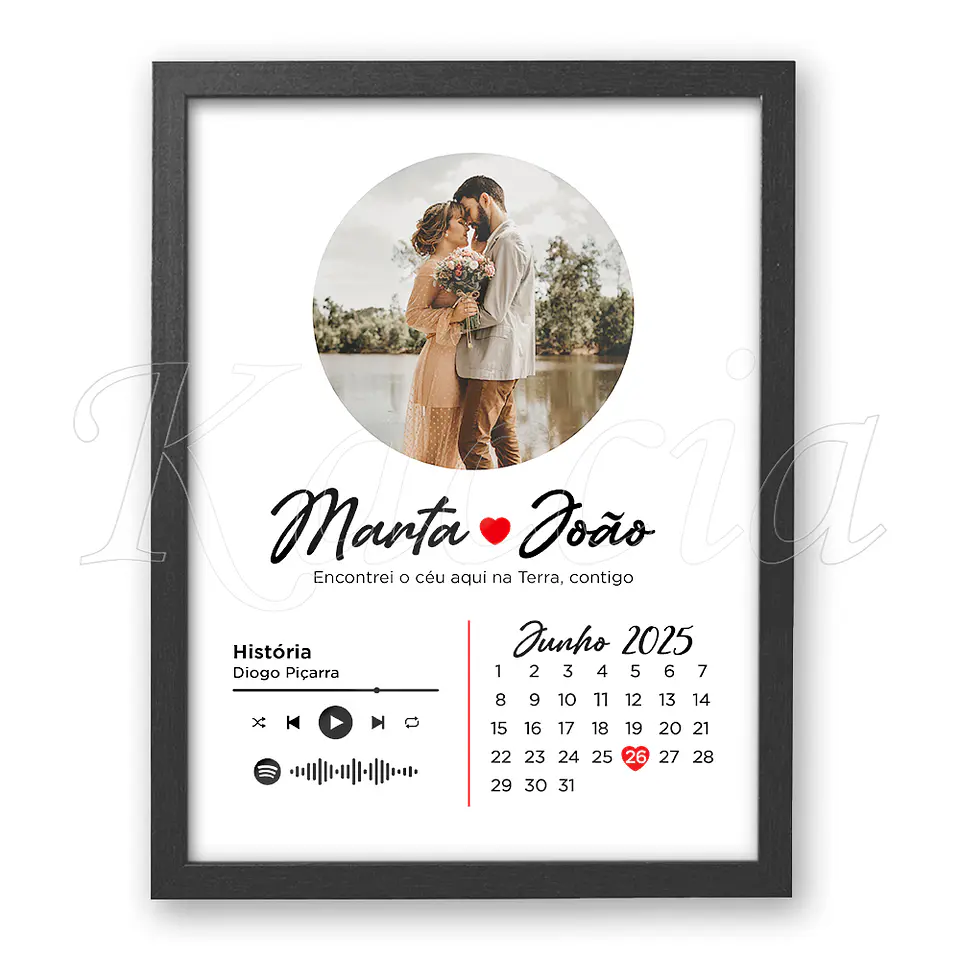 Ficheiro Digital - Quadro Spotify Personalizado Foto e Data Especial 2