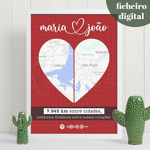 Ficheiro Digital - Quadro Spotify Personalizado Distância entre Nós Red