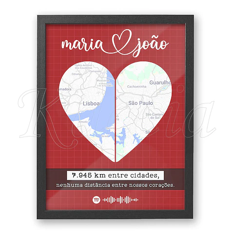 Ficheiro Digital - Quadro Spotify Personalizado Distância entre Nós Red