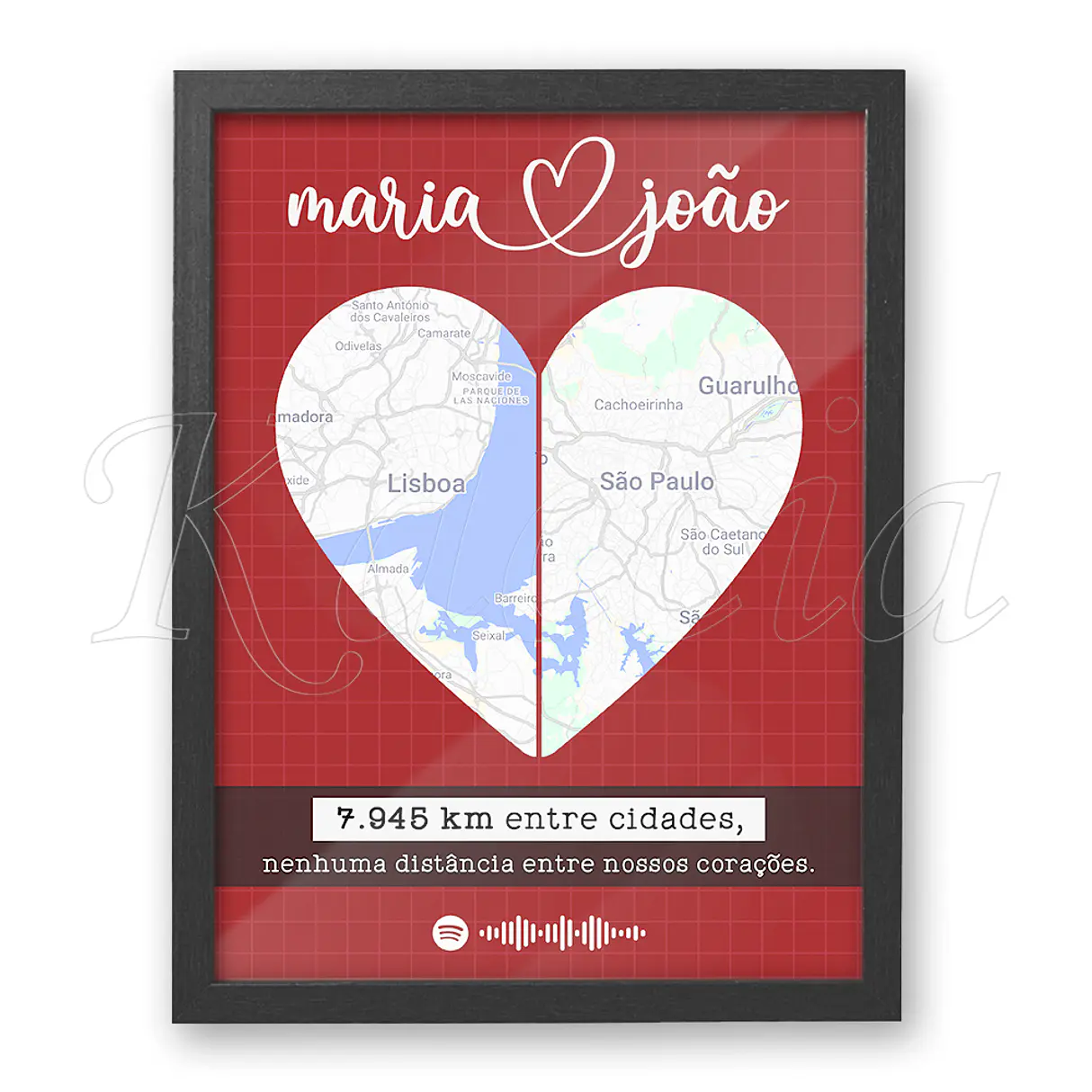 Ficheiro Digital - Quadro Spotify Personalizado Distância entre Nós Red 2