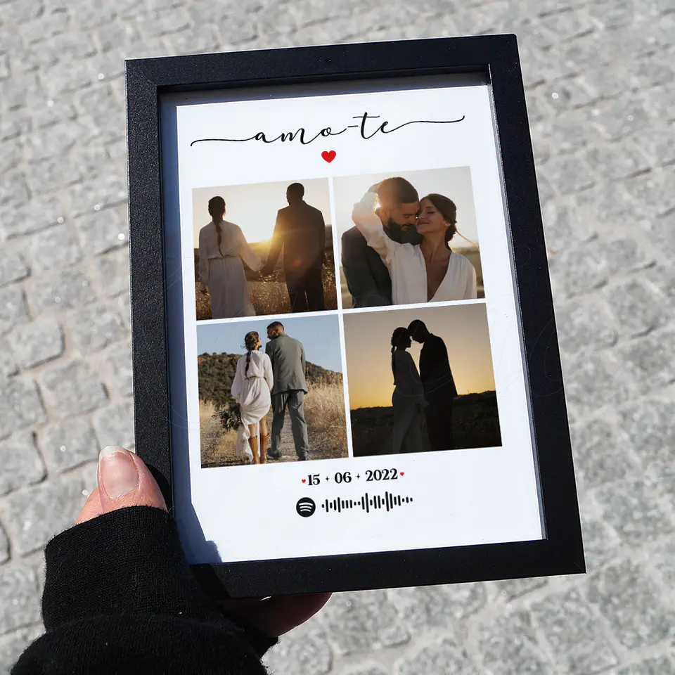 Ficheiro Digital - Quadro Spotify Personalizado Amo-te com Fotos 2