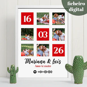 Ficheiro Digital - Quadro Spotify Personalizado Fotos e Data