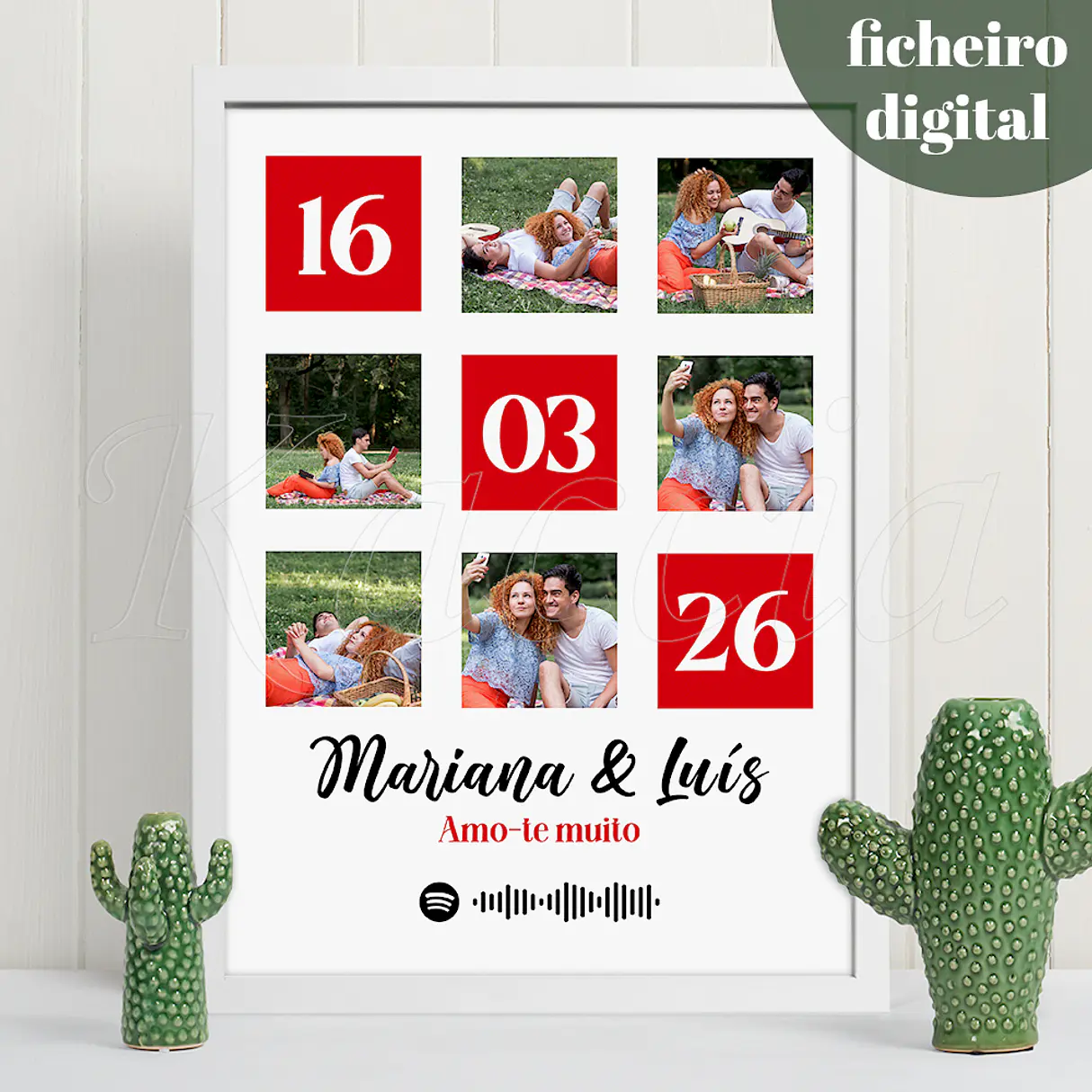 Ficheiro Digital - Quadro Spotify Personalizado Fotos e Data 1
