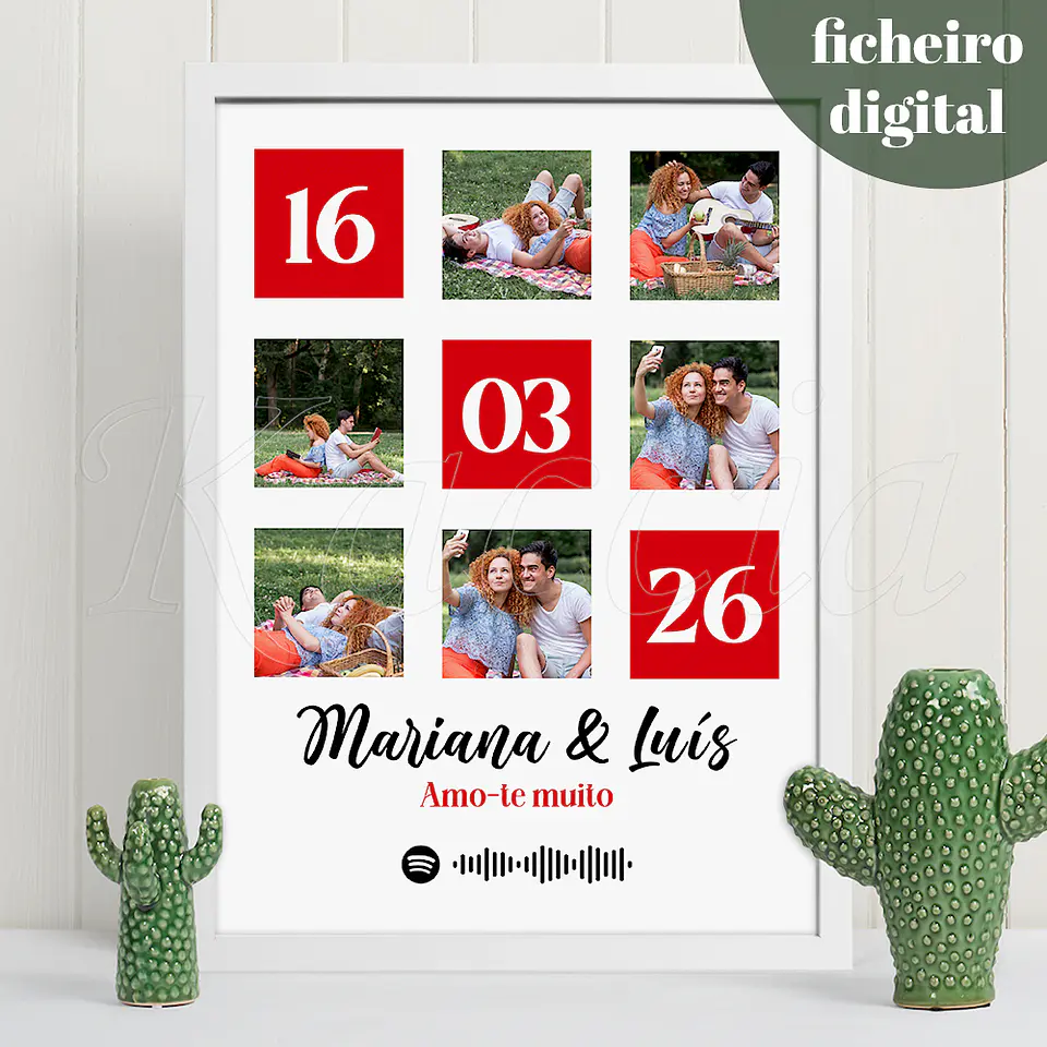 Ficheiro Digital - Quadro Spotify Personalizado Fotos e Data 1