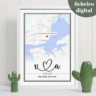 Ficheiro Digital - Quadro Personalizado Mapa Cidade Lovers