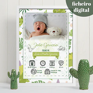Ficheiro Digital - Quadro Personalizado Nascimento Bebé