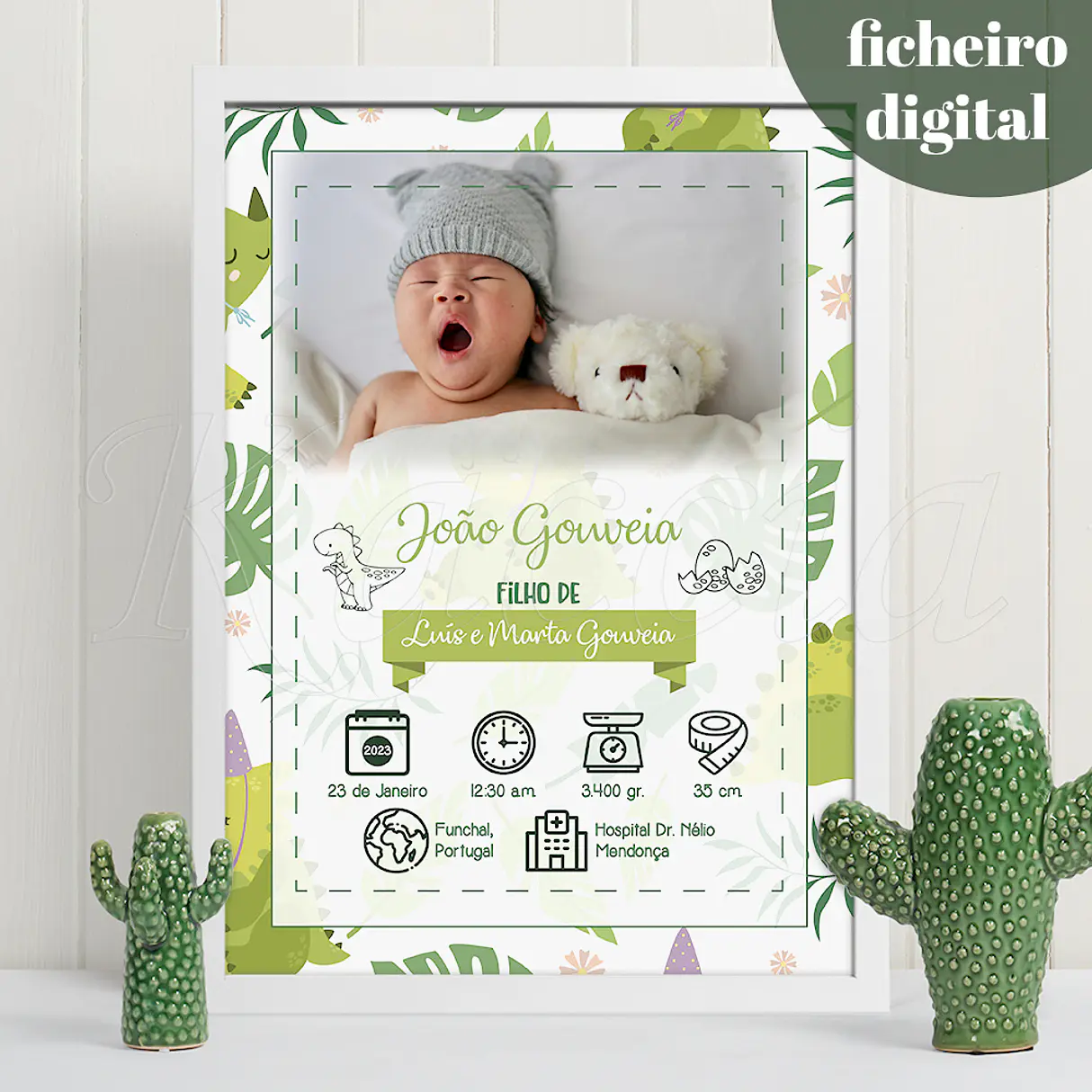 Ficheiro Digital - Quadro Personalizado Nascimento Bebé 1