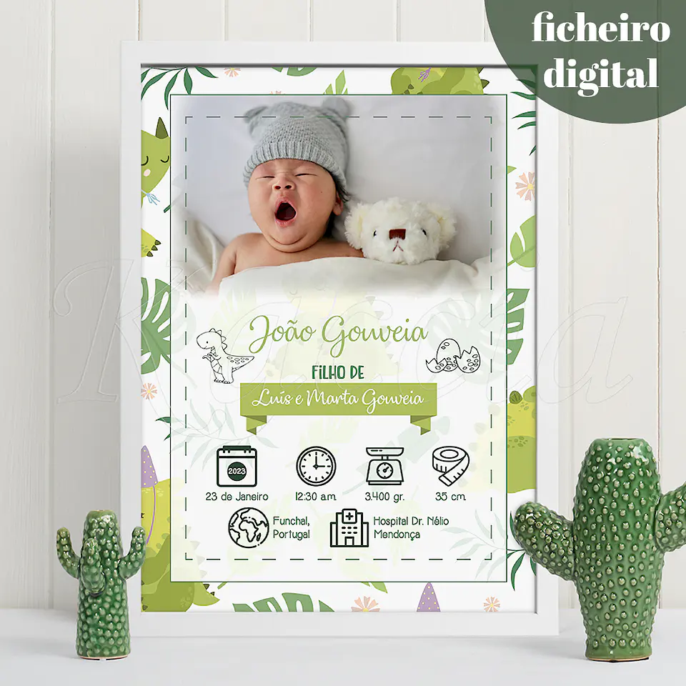 Ficheiro Digital - Quadro Personalizado Nascimento Bebé 1