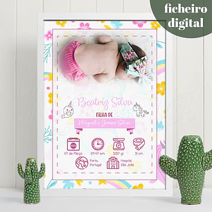 Ficheiro Digital - Quadro Personalizado Nascimento Bebé