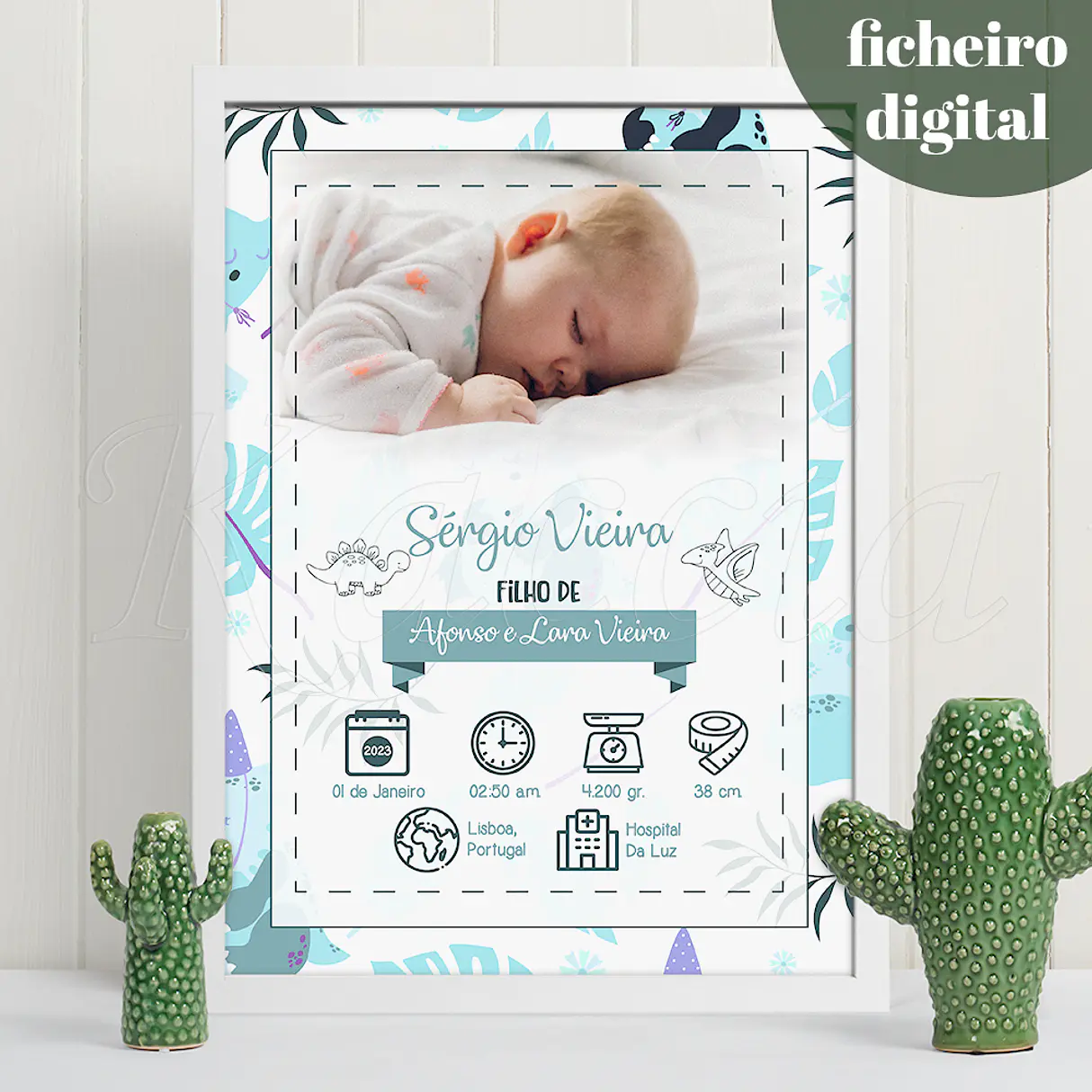 Ficheiro Digital - Quadro Personalizado Nascimento Bebé 3