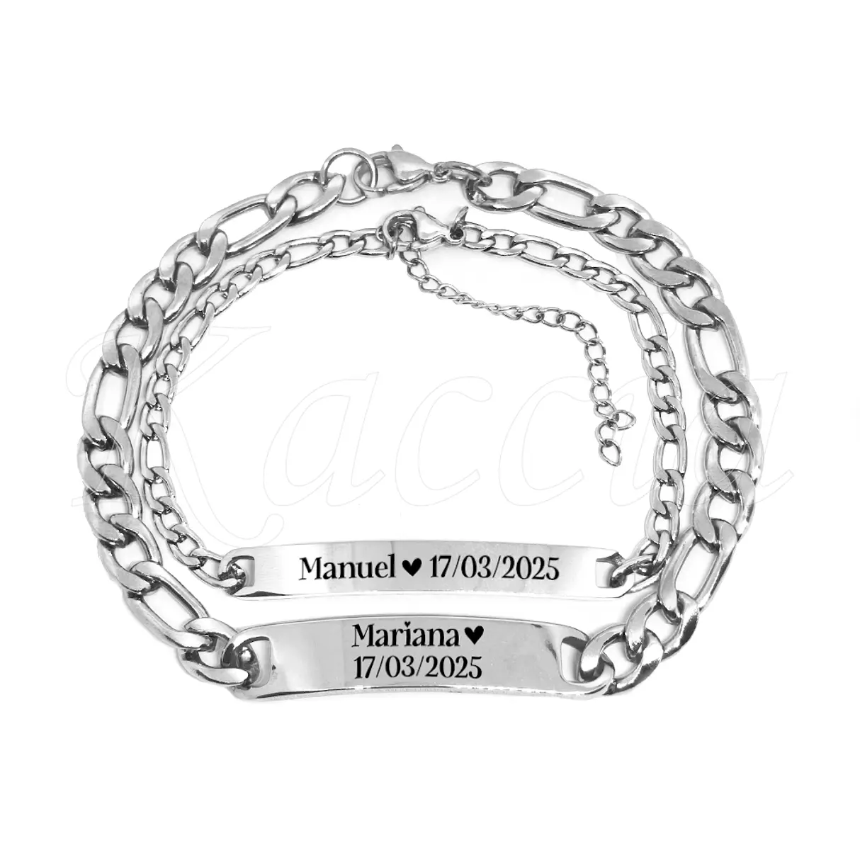 Pulseira Personalizada de Casal Merley Aço Inox  2