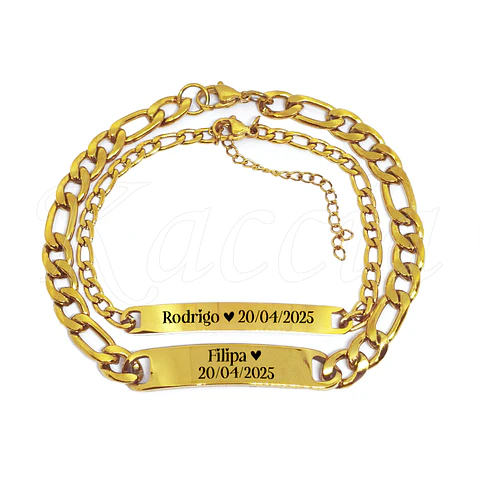 Pulseira Personalizada de Casal Merley Aço Inox 