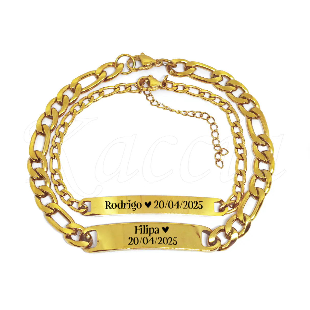 Pulseira Personalizada de Casal Merley Aço Inox  1