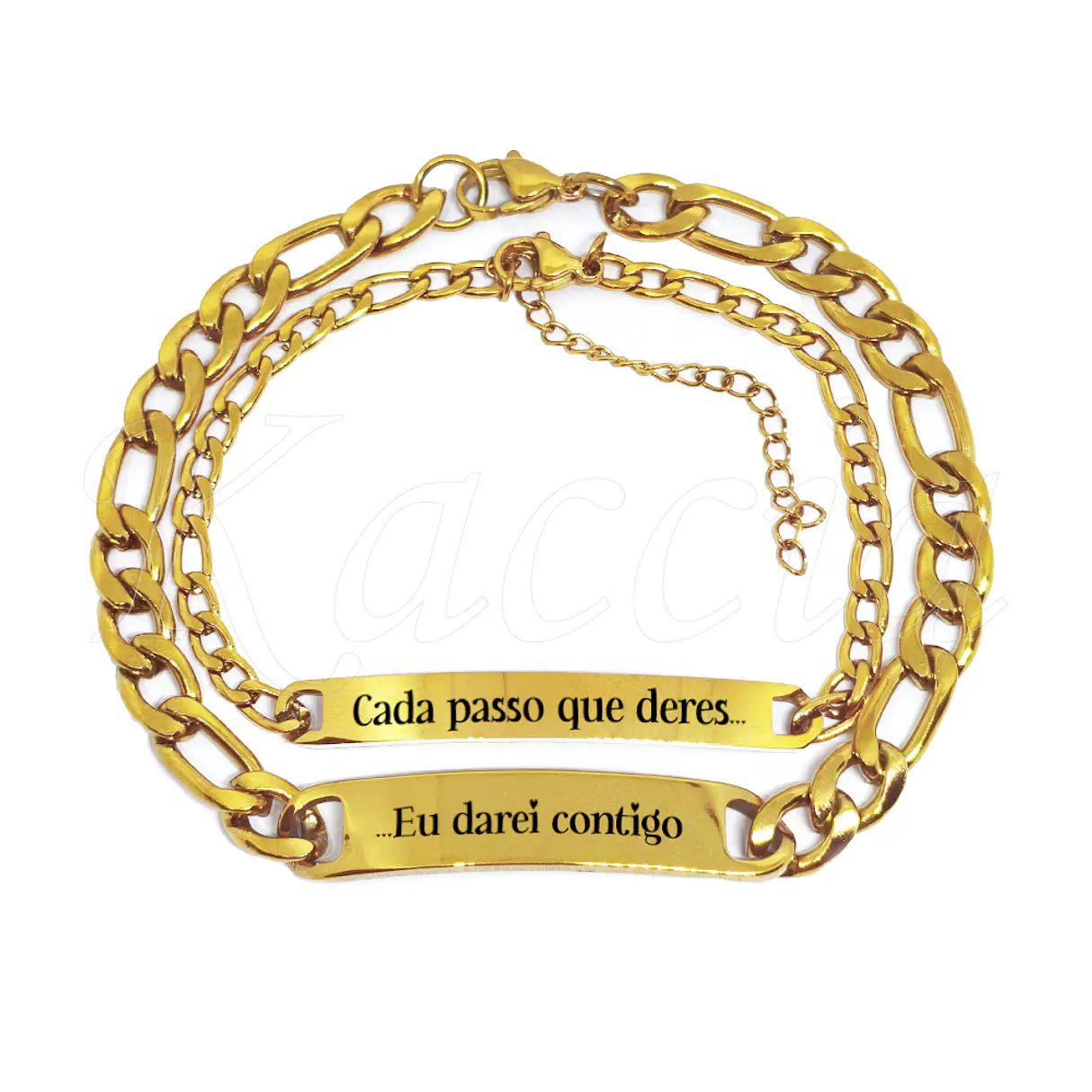 Pulseira Personalizada com Frase de Casal Merley Aço Inox   2