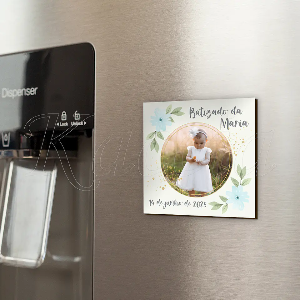 Íman Personalizado Quadrado Batizado com Foto 1