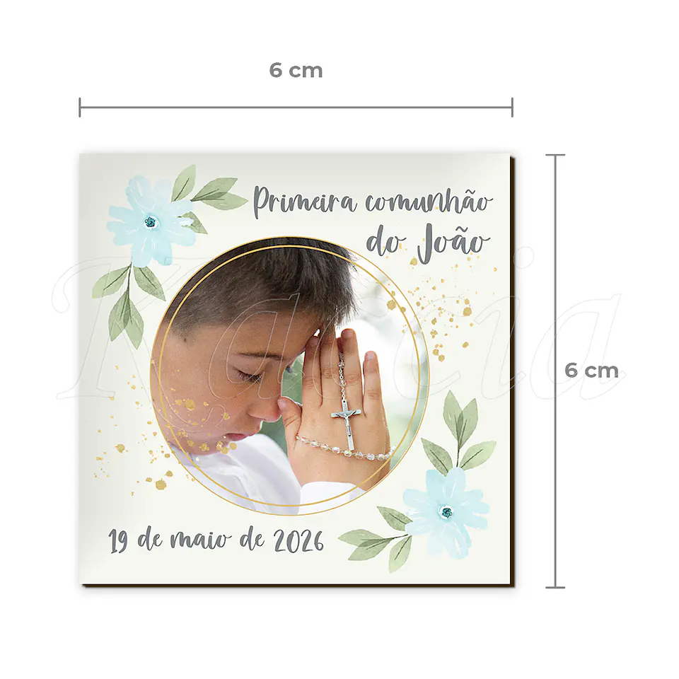 Íman Personalizado Quadrado Primeira Comunhão com Foto 3