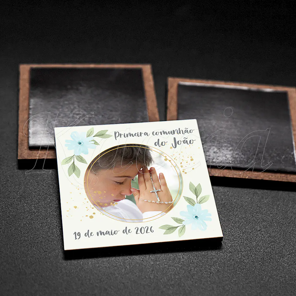 Íman Personalizado Quadrado Primeira Comunhão com Foto 2