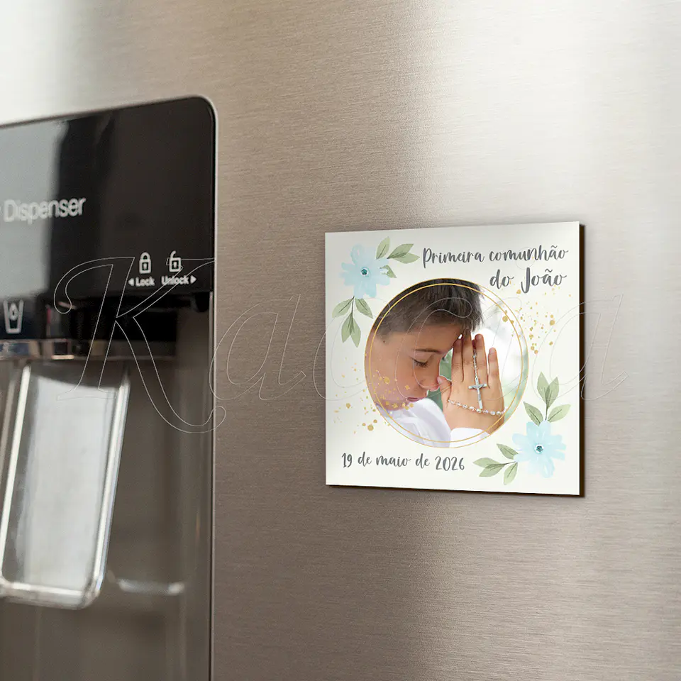 Íman Personalizado Quadrado Primeira Comunhão com Foto 1