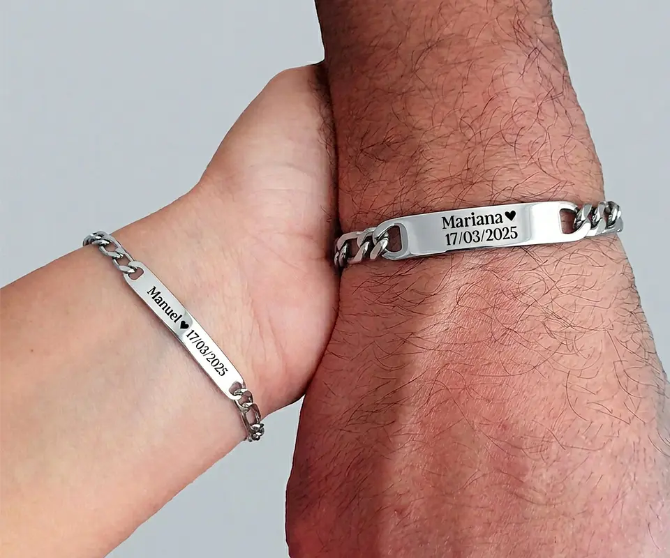 Pulseira Personalizada de Casal Merley Aço Inox  1