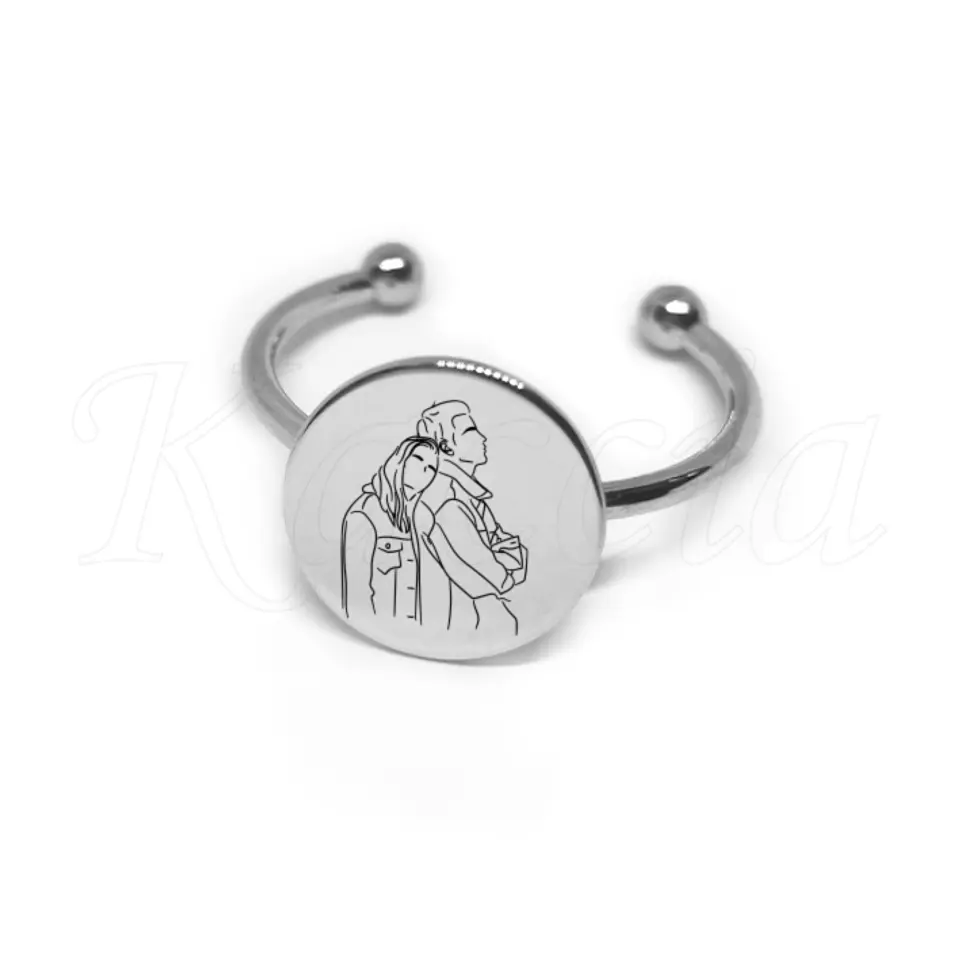 Anel Personalizado Ilustração Foto Aço Inox 1