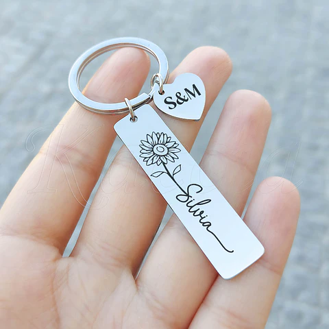 Porta-chaves Flor com Nome Personalizado