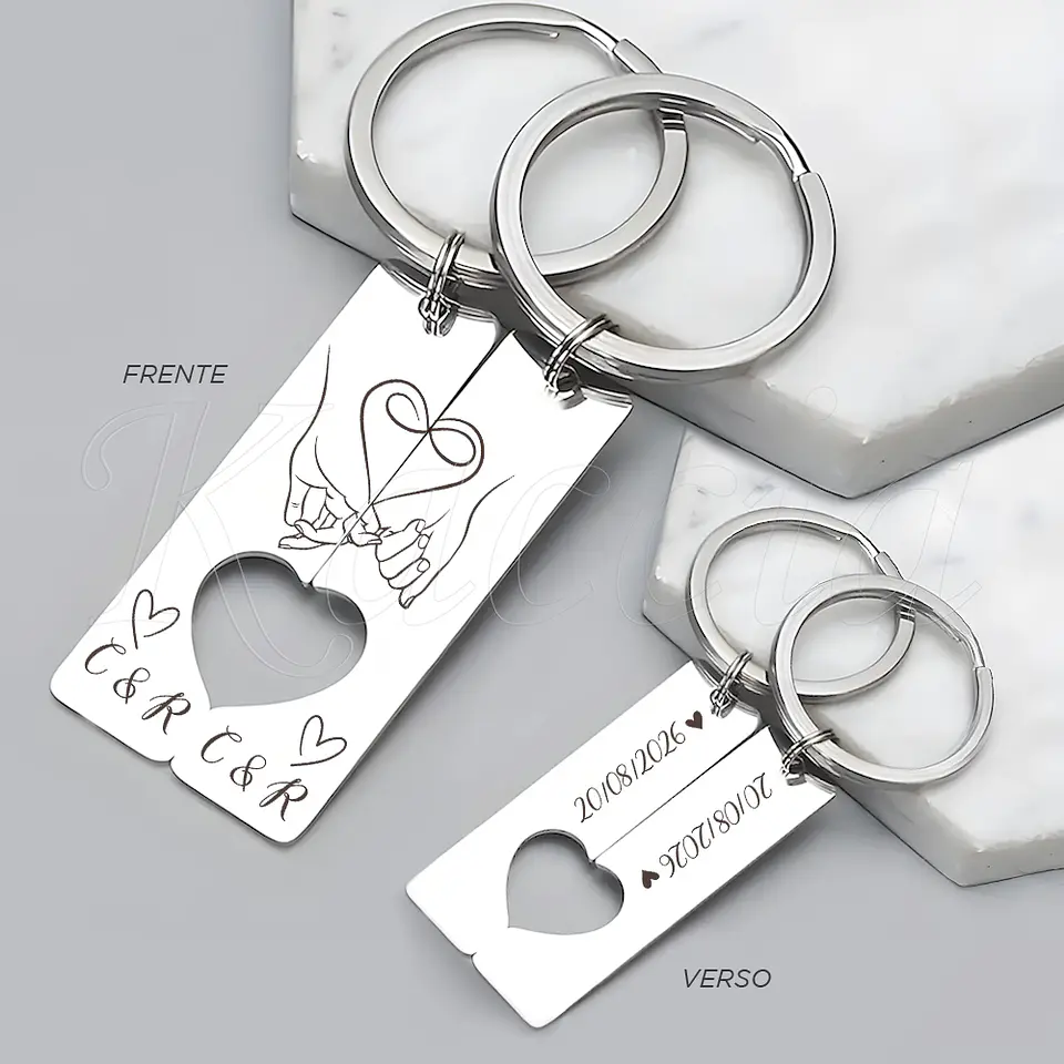 Porta-chaves Personalizado Meia Metade Aço Inox  1