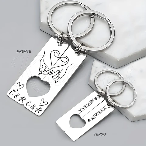 Porta-chaves Personalizado Meia Metade Aço Inox 