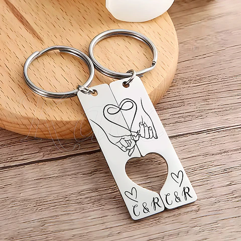 Porta-chaves Personalizado Meia Metade Aço Inox 