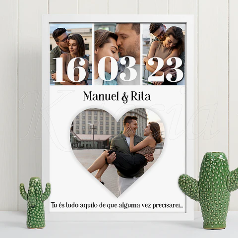 Quadro Personalizado História de Amor com Fotos e Datas