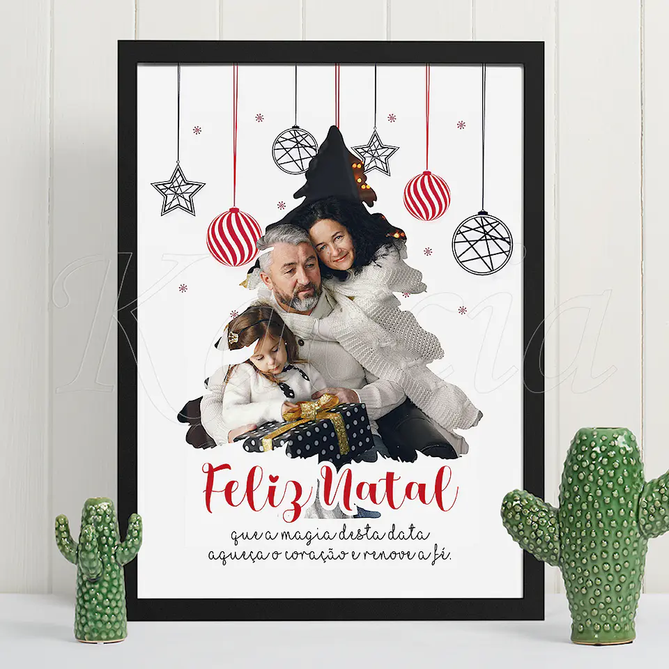 Quadro Personalizado Árvore de Natal com Foto e Frase 2