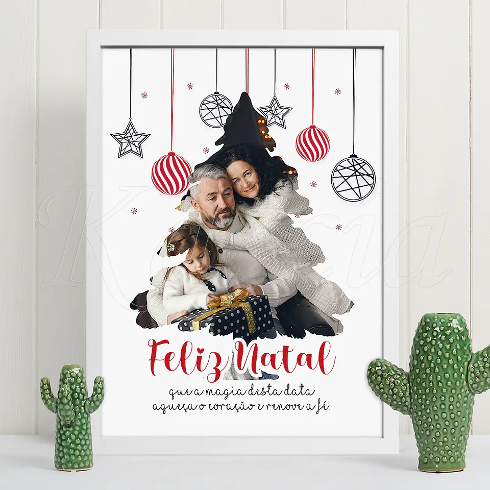 Quadro Personalizado Árvore de Natal com Foto e Frase 1