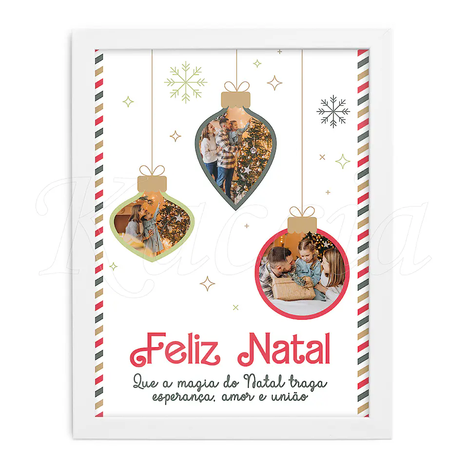 Quadro de Natal Personalizado com Foto em Bolas de Natal 3
