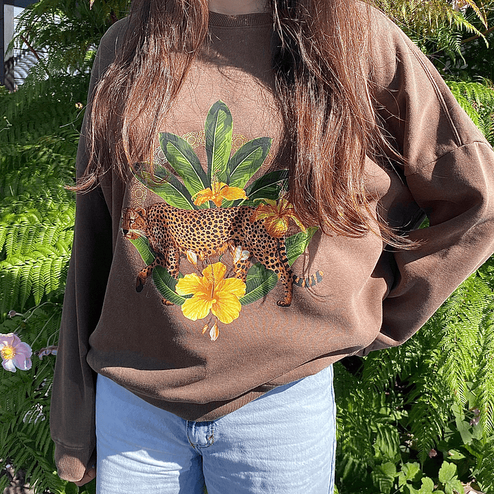 Polerón Cuello Redondo Café Leopardo 1