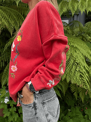 Poleron Flowers Cuello Redondo