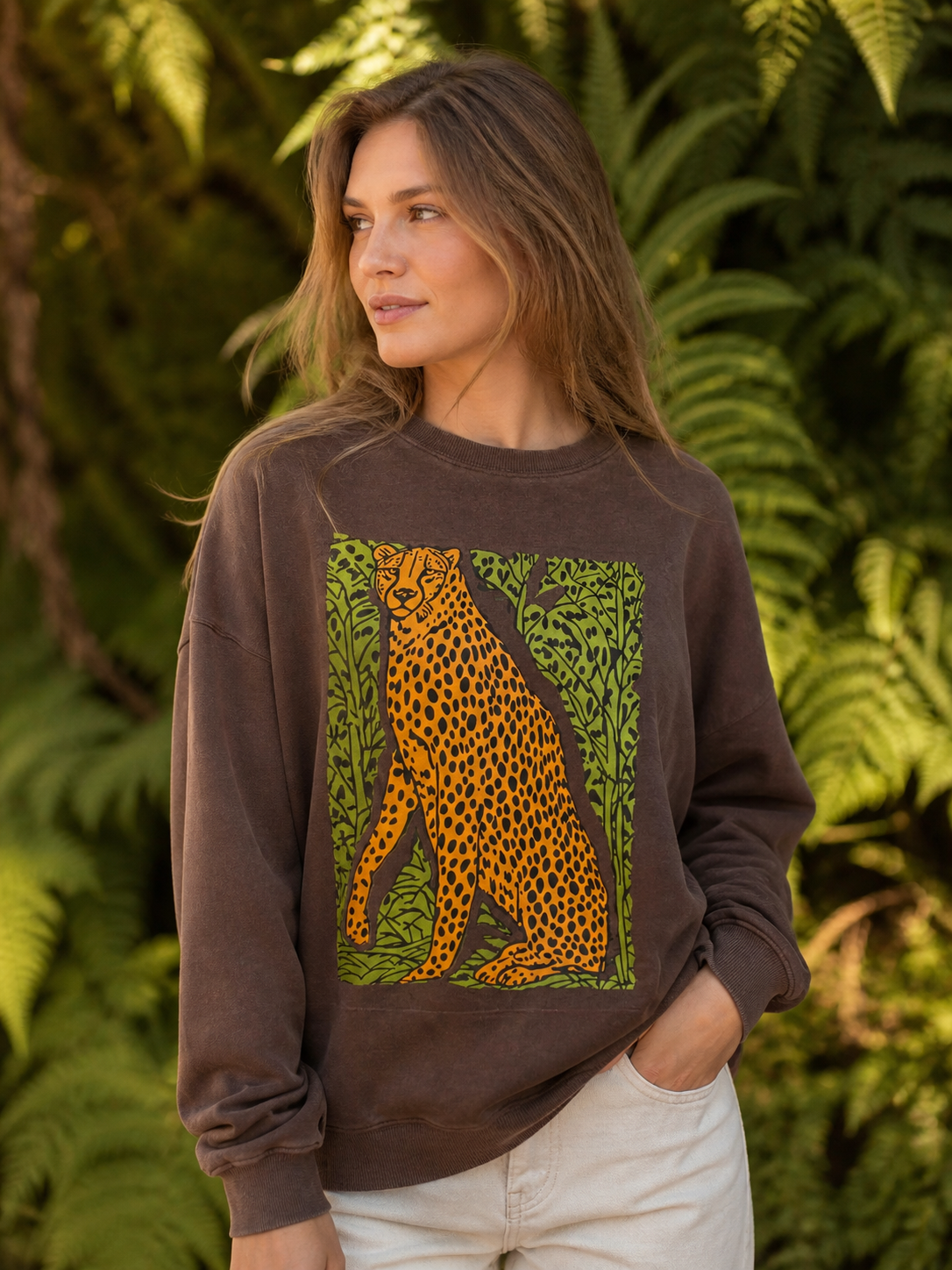 Polerón Cheetah green Cuello Redondo