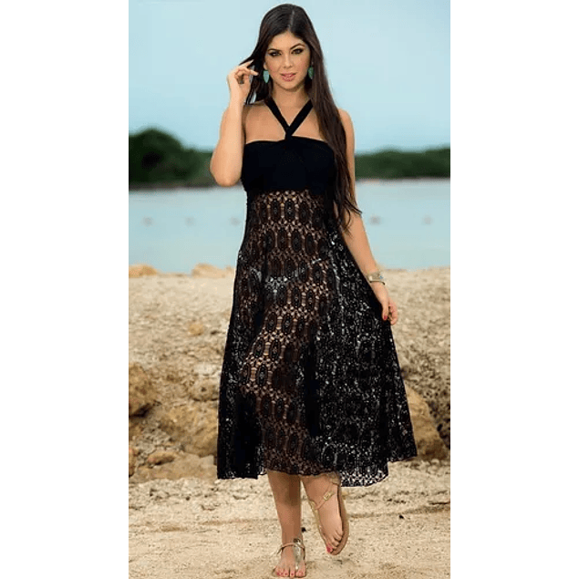 Vestido Playero De Encaje  Verano Salida De Playa Multiforma Pareo Kadrihel. Modelo V138