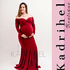 Vestido Largo De Embarazada Manga Larga Cuello Forma De Corazón Kadrihel. 
