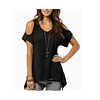 Blusa Suelta Manga Hueco Casual Negra Tallas  Pluss Kadrihel. Modelo T024