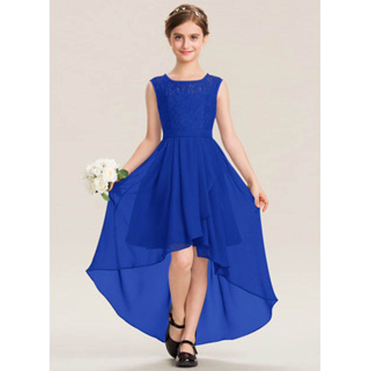 Vestido De Niña Asimétrico Ideal Para Fiesta Gala Matrimonio Kadrihel  Modelo N040