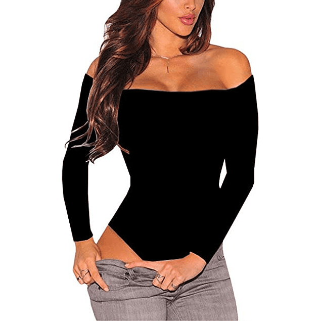 Body Liso hombros Descubiertos Manga Larga. Talla Plus Kadrihel Modelo T045