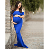 Vestido Largo Ajustado Corte Sirena Para Embarazadas Ideal Para Fiesta Baby Shower. Talla Plus Kadrihel Modelo E014